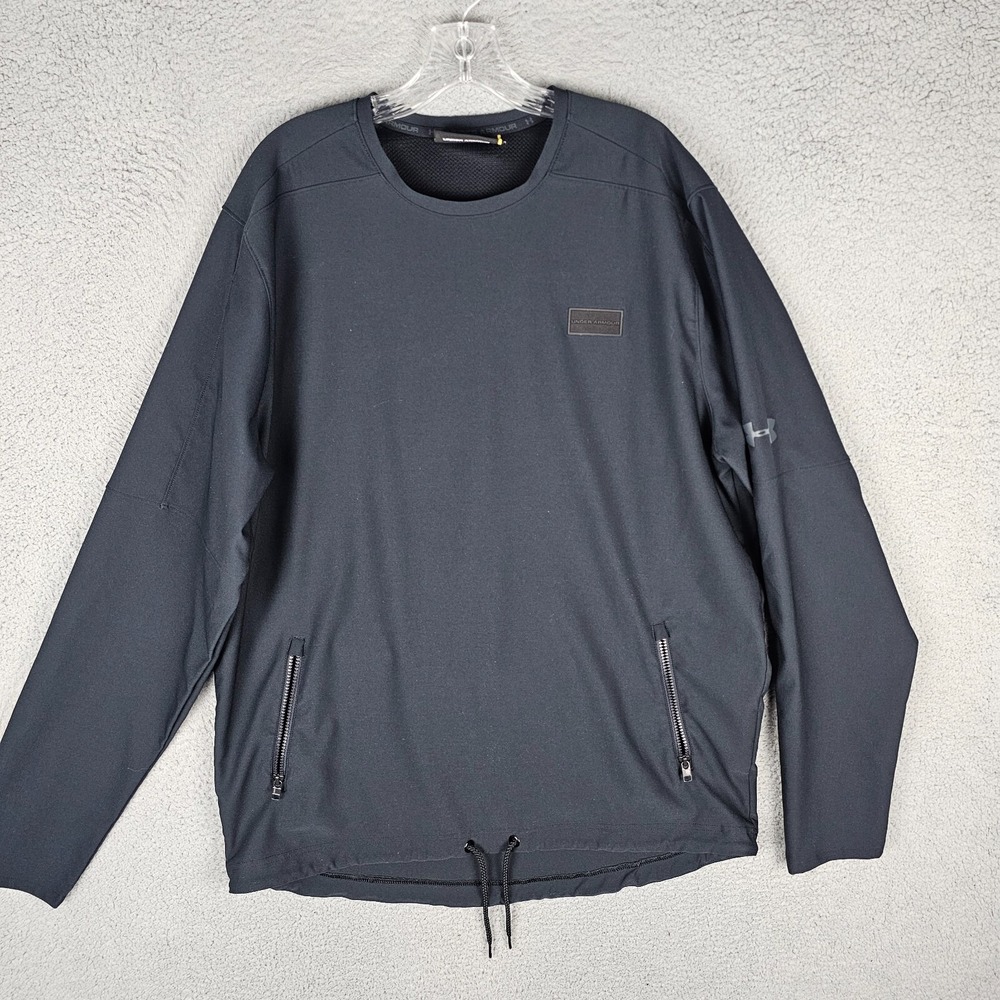 Under Armour Pullover Jacket Men XL Black Courtside Wind Pullover 1290648